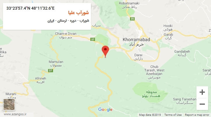 روستای شورآب علیا بر روی نقشه