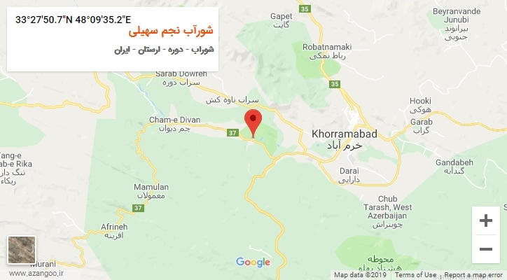 روستای شورآب نجم سهیلی بر روی نقشه