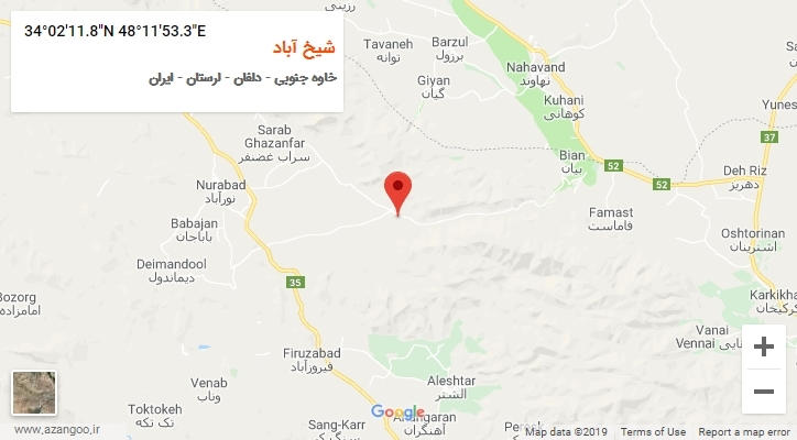 روستای شیخ آباد بر روی نقشه