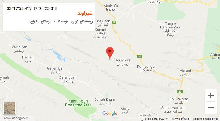 روستای شیراوند بر روی نقشه