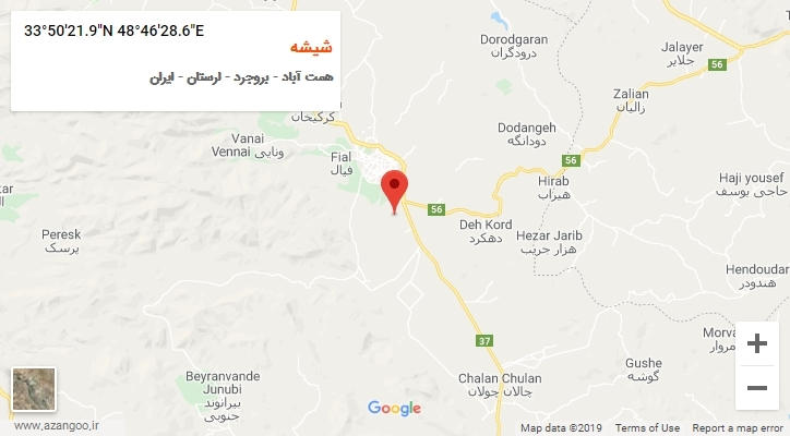 روستای شیشه بر روی نقشه