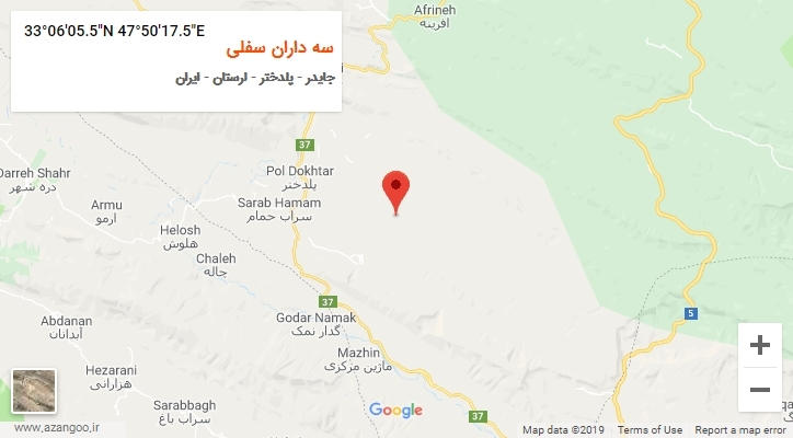 روستای سه داران سفلی بر روی نقشه
