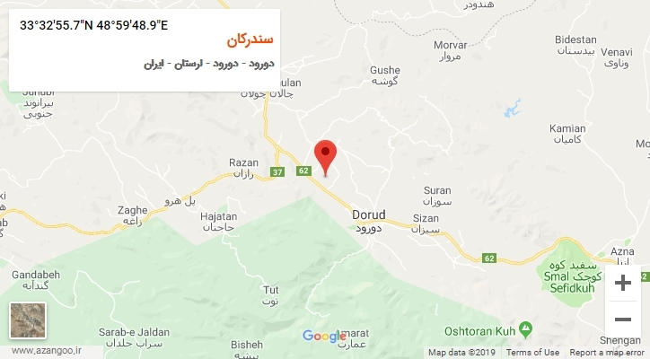 روستای سندرکان بر روی نقشه