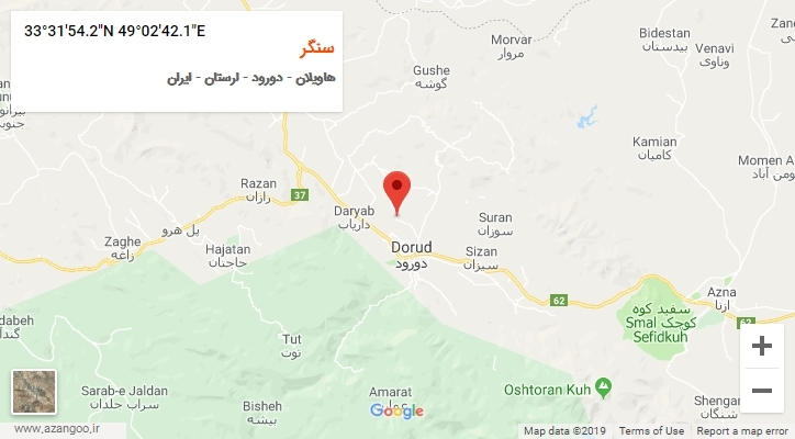 روستای سنگر بر روی نقشه