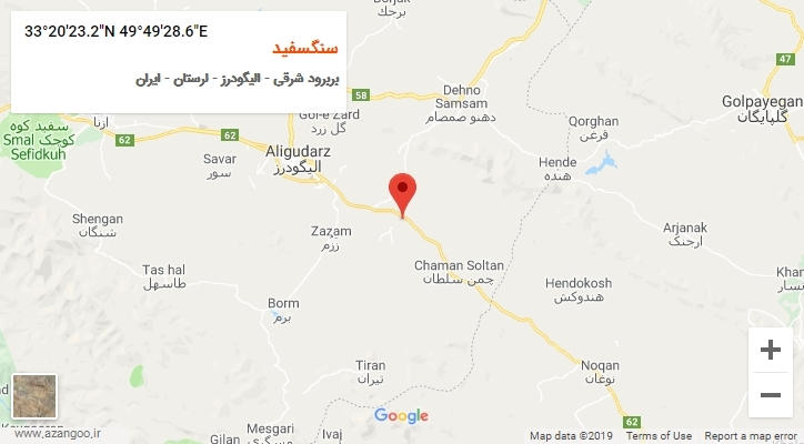 روستای سنگسفید بر روی نقشه