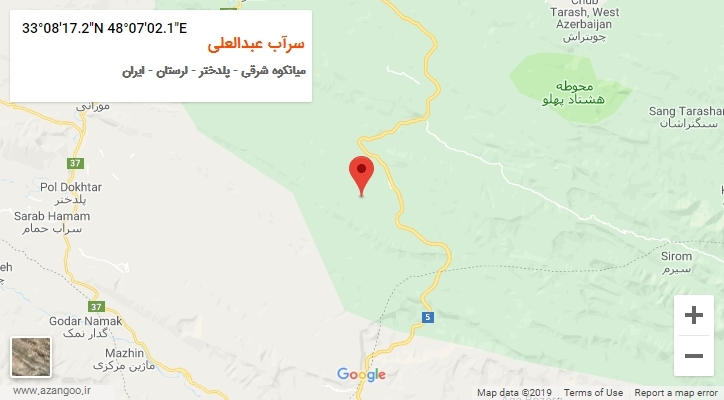 روستای سرآب عبدالعلی بر روی نقشه
