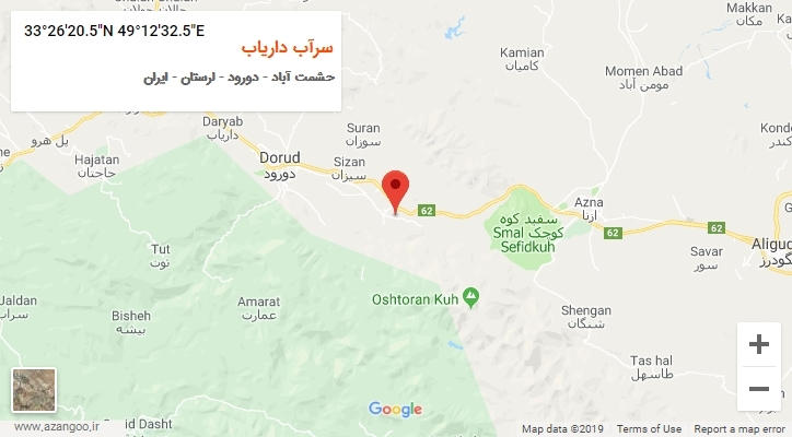 روستای سرآب داریاب بر روی نقشه