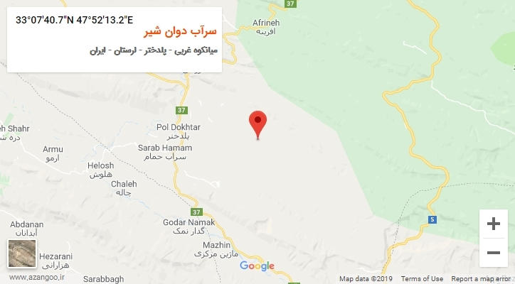 روستای سرآب دوان شیر بر روی نقشه