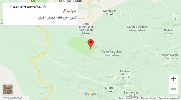 روستای سرآب گر بر روی نقشه