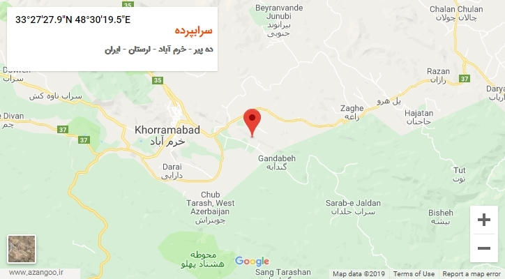 روستای سرابپرده بر روی نقشه