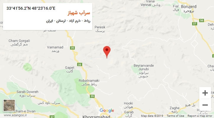 روستای سرآب شهباز بر روی نقشه