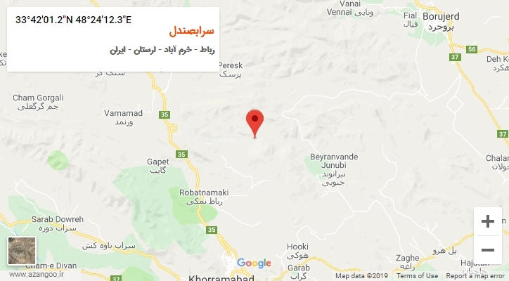 روستای سرابصندل بر روی نقشه
