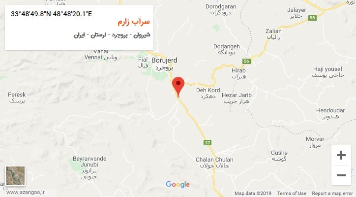 روستای سرآب زارم بر روی نقشه