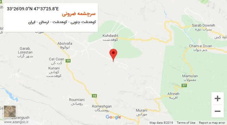 روستای سرچشمه ضرونی بر روی نقشه