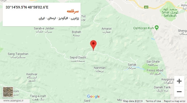 روستای سرقلعه بر روی نقشه
