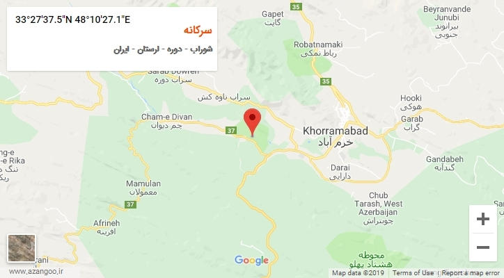 روستای سرکانه بر روی نقشه