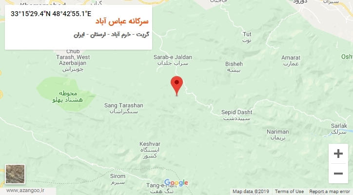 روستای سرکانه عباس آباد بر روی نقشه