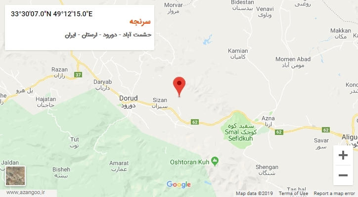 روستای سرنجه بر روی نقشه