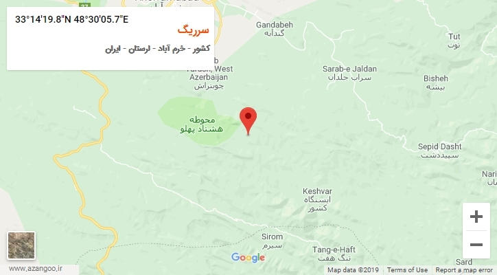 روستای سرریگ بر روی نقشه