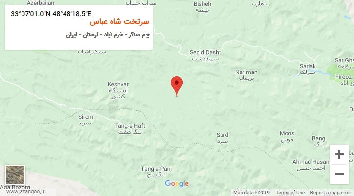 روستای سرتخت شاه عباس بر روی نقشه