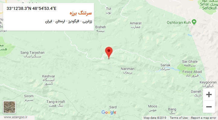 روستای سرتنگ برزه بر روی نقشه