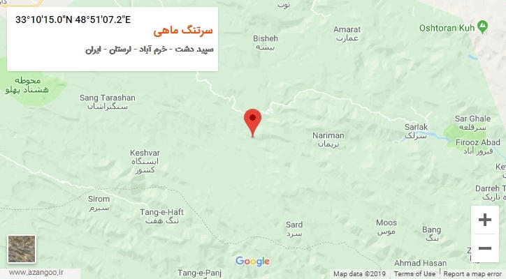 روستای سرتنگ ماهی بر روی نقشه