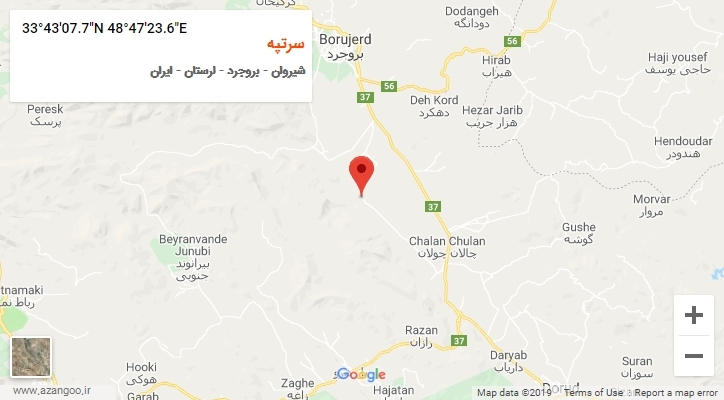 روستای سرتپه بر روی نقشه