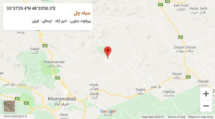 روستای سیاه چل بر روی نقشه
