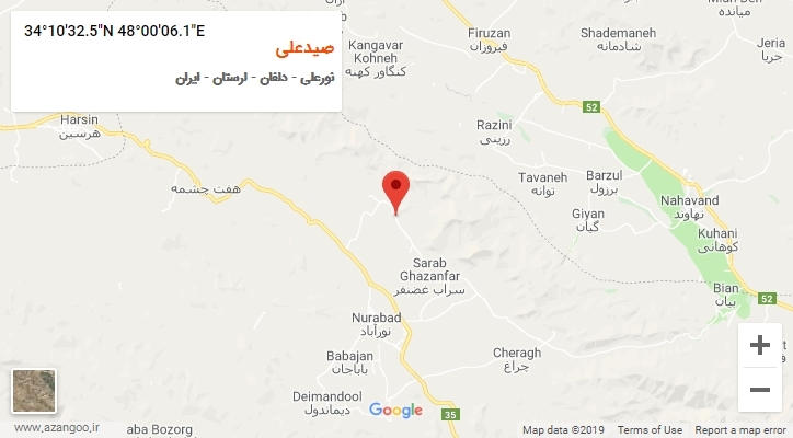 روستای صیدعلی بر روی نقشه