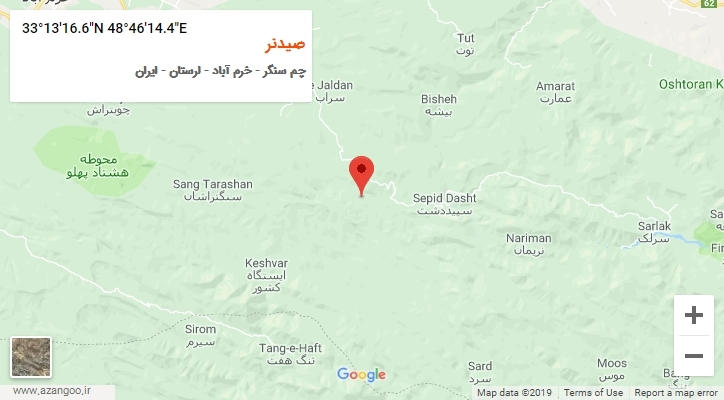 روستای صیدنر بر روی نقشه