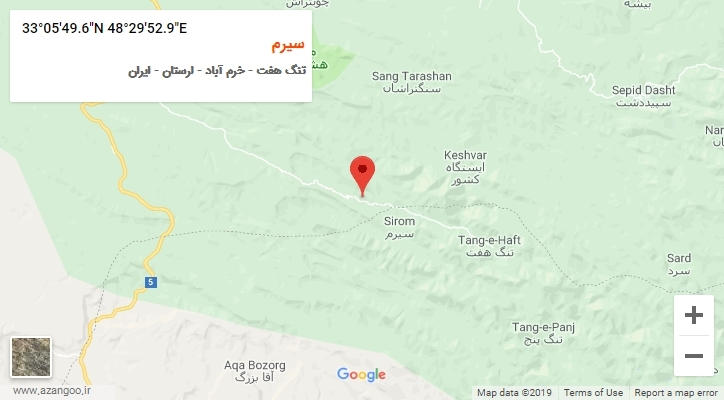 روستای سیرم بر روی نقشه
