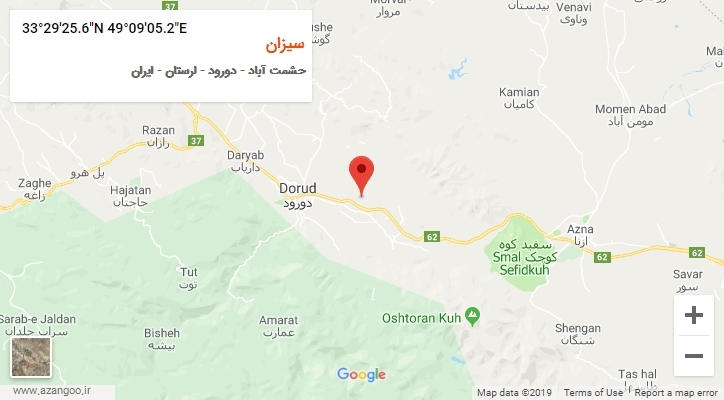 روستای سیزان بر روی نقشه
