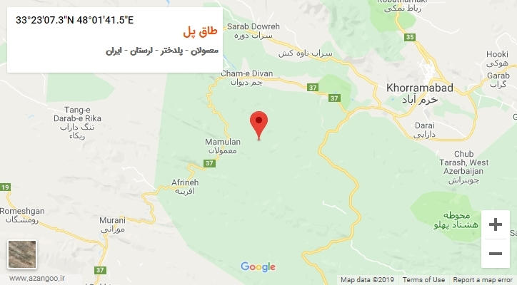 روستای طاق پل بر روی نقشه