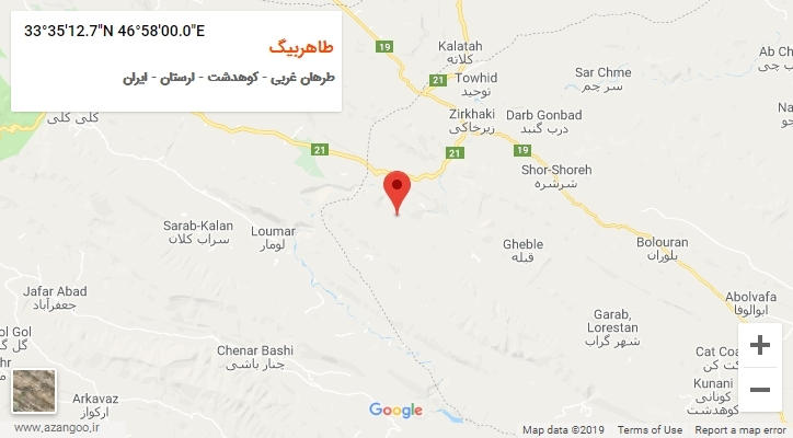 روستای طاهربیگ بر روی نقشه