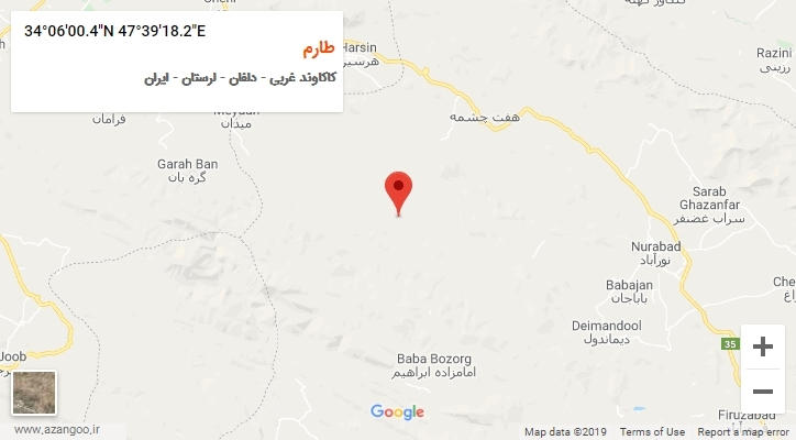 روستای طارم بر روی نقشه