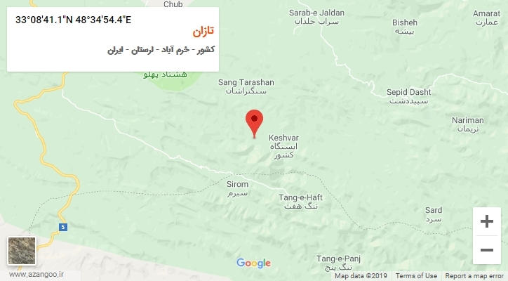 روستای تازان بر روی نقشه