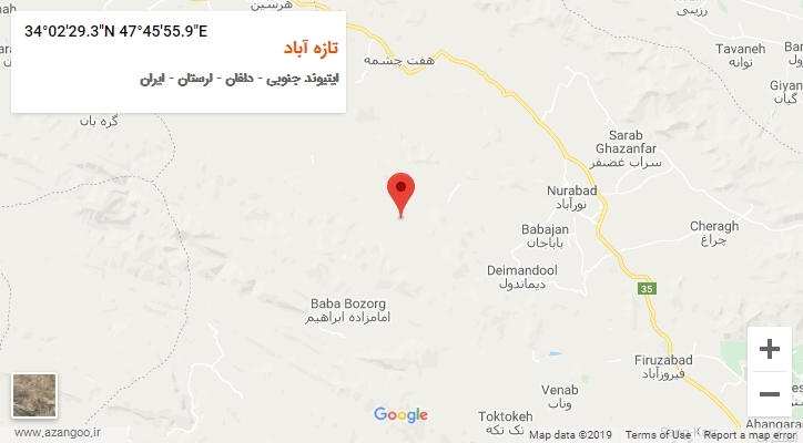 روستای تازه آباد بر روی نقشه