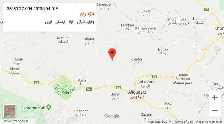 روستای تازه ران بر روی نقشه