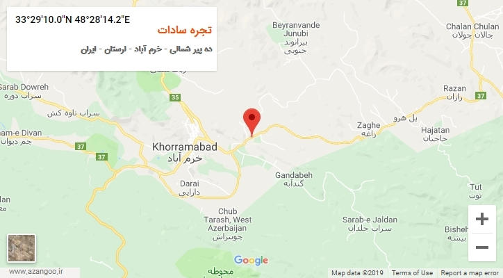 روستای تجره سادات بر روی نقشه