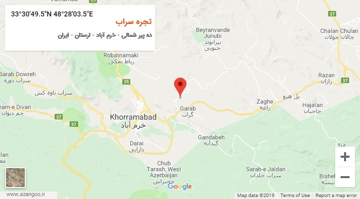 روستای تجره سراب بر روی نقشه