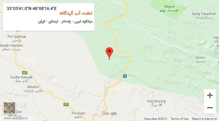 روستای تخت آب گردکانه بر روی نقشه
