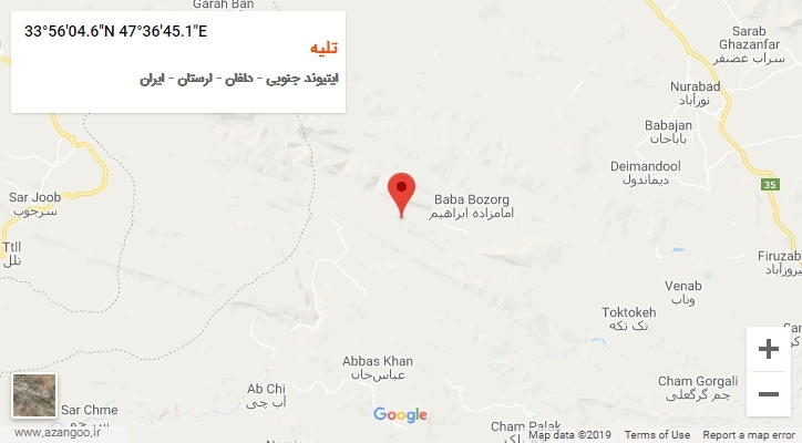روستای تلیه بر روی نقشه