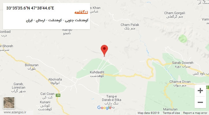 روستای تنگقلعه بر روی نقشه