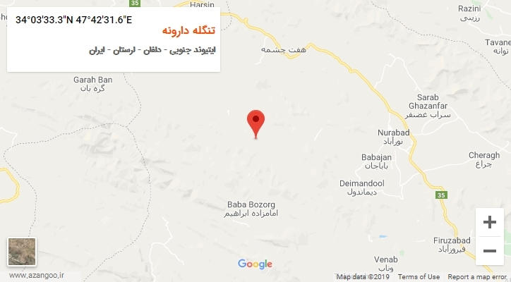 روستای تنگله دارونه بر روی نقشه