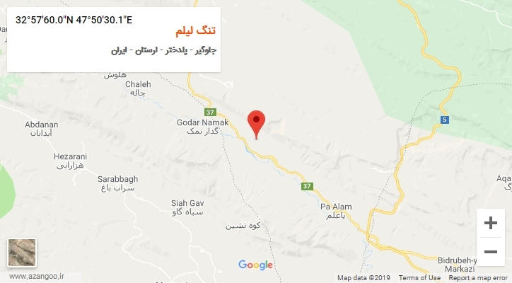 روستای تنگ لیلم بر روی نقشه