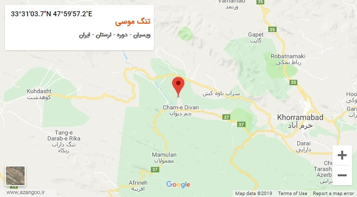 روستای تنگ موسی بر روی نقشه
