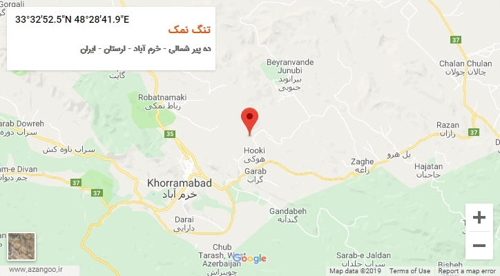 روستای تنگ نمک بر روی نقشه