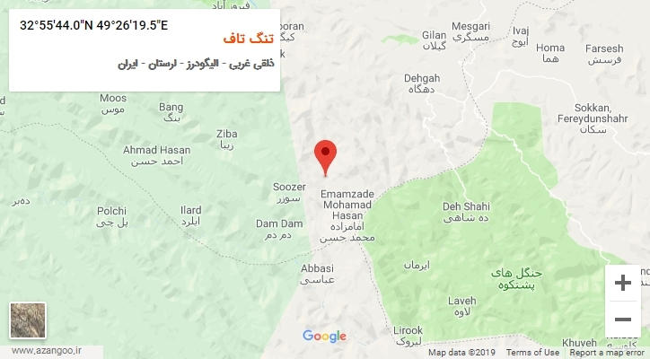 روستای تنگ تاف بر روی نقشه