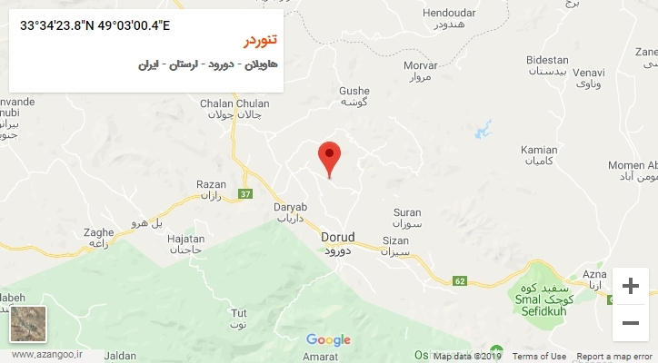 روستای تنوردر بر روی نقشه