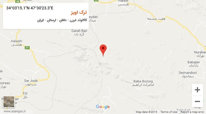 روستای ترک اویز بر روی نقشه
